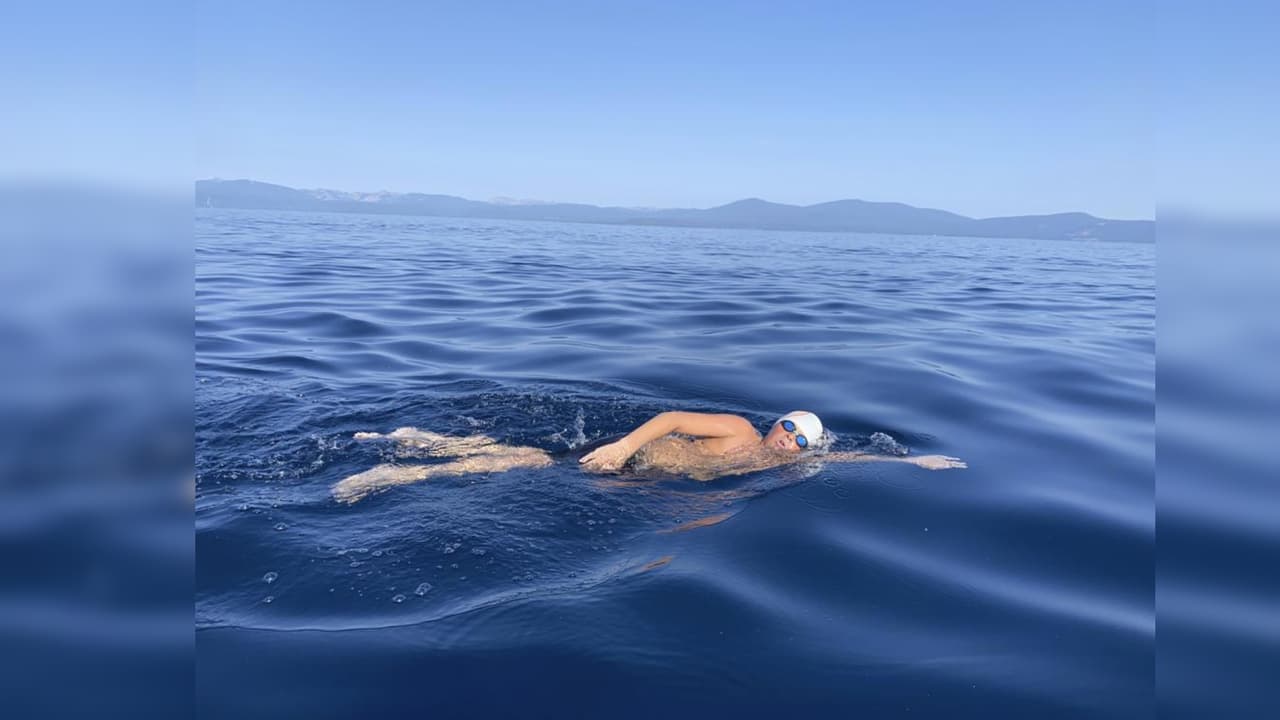 "No tenía ninguna duda de que lo haría": Niño de 14 años se convirtió en la persona más joven en recorrer nadando el lago Tahoe