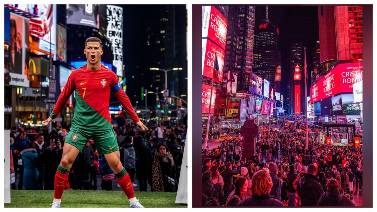 En pleno Mundial de Fútbol, Cristiano Ronaldo se hace presente en el Times Square de NYC