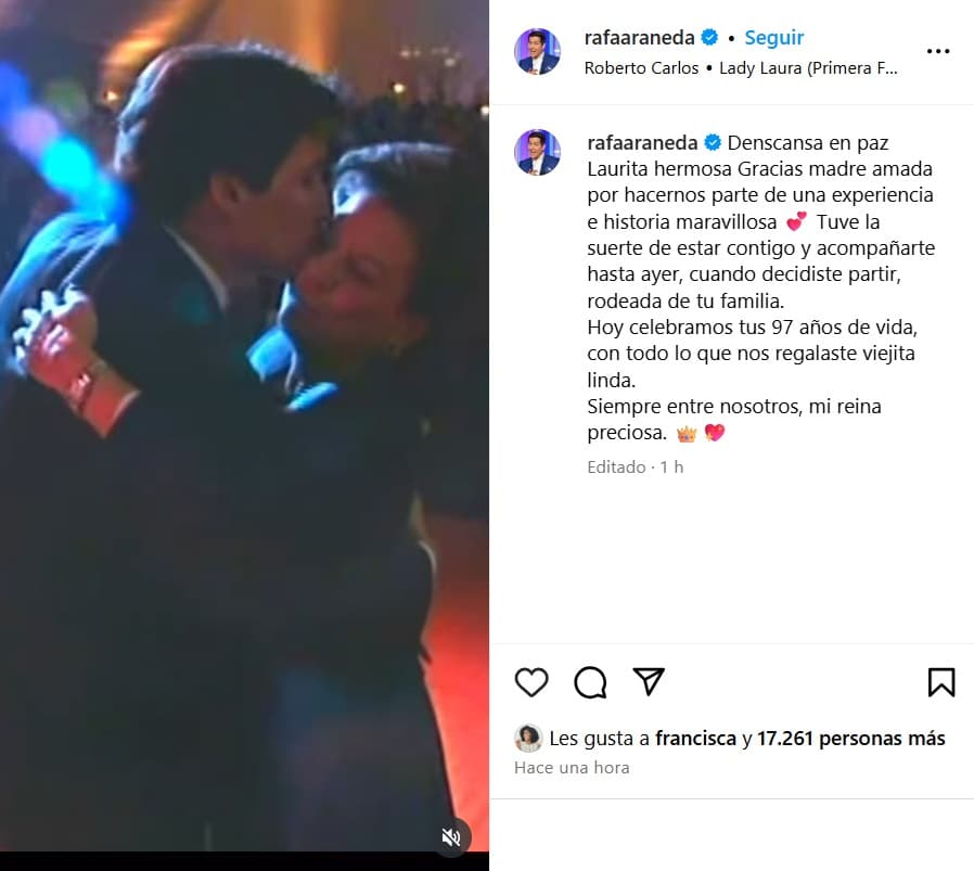 Rafael Araneda informó sobre la muerte de su mamá.
