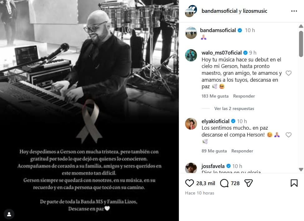 Banda MS dio a conocer la muerte de Gerson Leos.