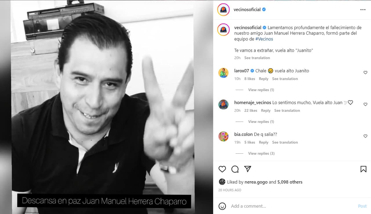 El elenco de Vecinos dio el último adiós a Juan Manuel Herrera Chaparro.