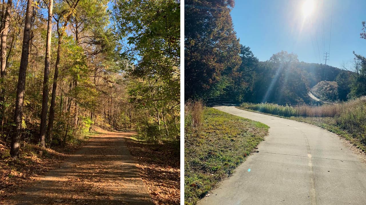 <b>Paces Mill Park and West Palisades Trail (3444 Cobb Pkwy, Atlanta, GA)</b>. Disfruta de este combo de múltiples senderos pavimentados y ultra escénicos a orillas del río Chattahoochee, capturando vista tras vista panorámica en Paces Mill Park. El sendero explora las orillas de Rottenwood Creek, un pintoresco afluente, antes de rodar la elevación sobre varias colinas hasta una pequeña cascada que cae debajo de un paso elevado de la autopista.