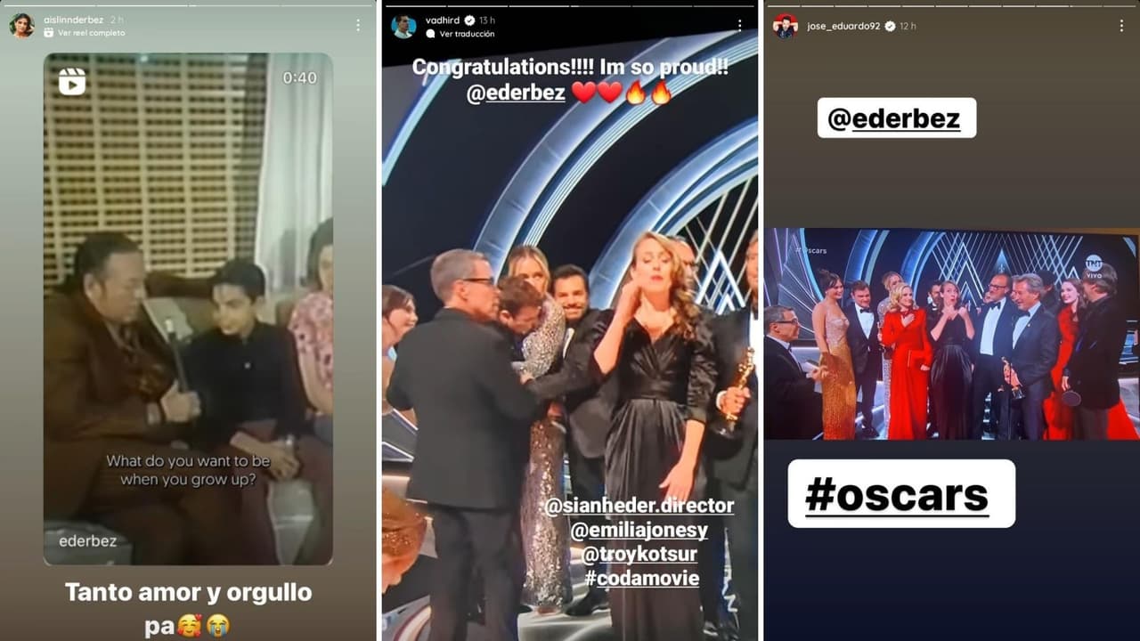 Aslinn, Vadhir y José Eduardo Derbez felicitaron a su papá por el Oscar de 'CODA'