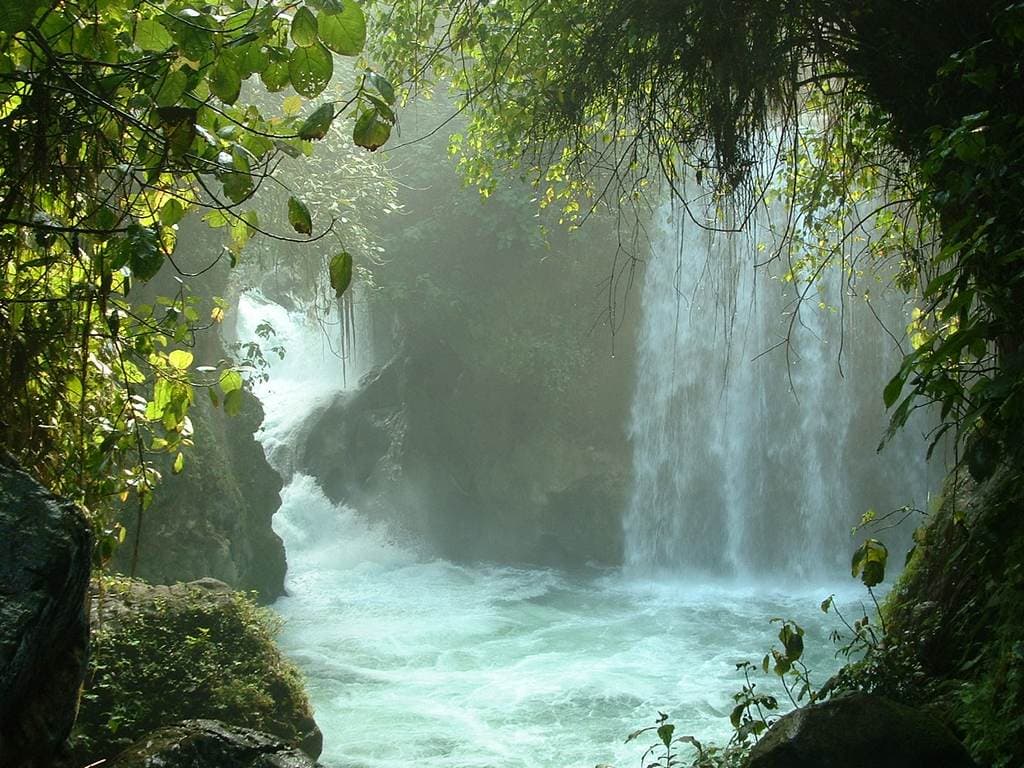 Como si se tratara de una cascada de la película Avatar, El Puente de Dios está tan sólo a 3 km del pueblo de Tamasopo, en San Luis Potosí, México. El río Gallinas forma dos piscinas naturales, antes y después de caer, y la caída del agua esconde detrás suyo una cueva.