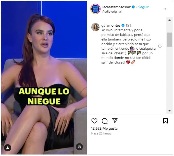 Gala Montes se defendió ante las críticas por ventilar que estaba "saliendo" con Bárbara Islas.