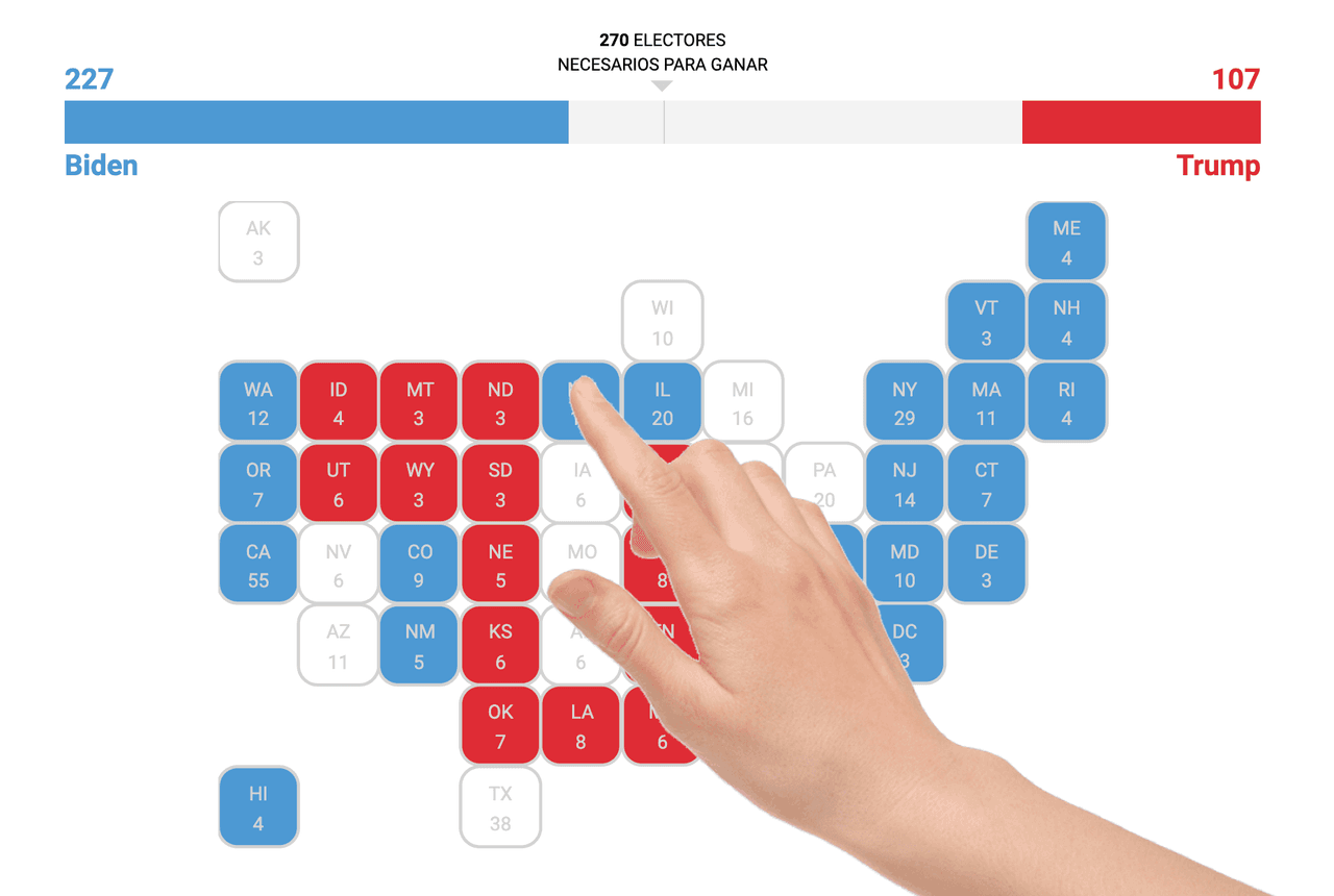 Calculadora presidencial: selecciona tu propia combinación de estados y ve quién ganaría las elecciones