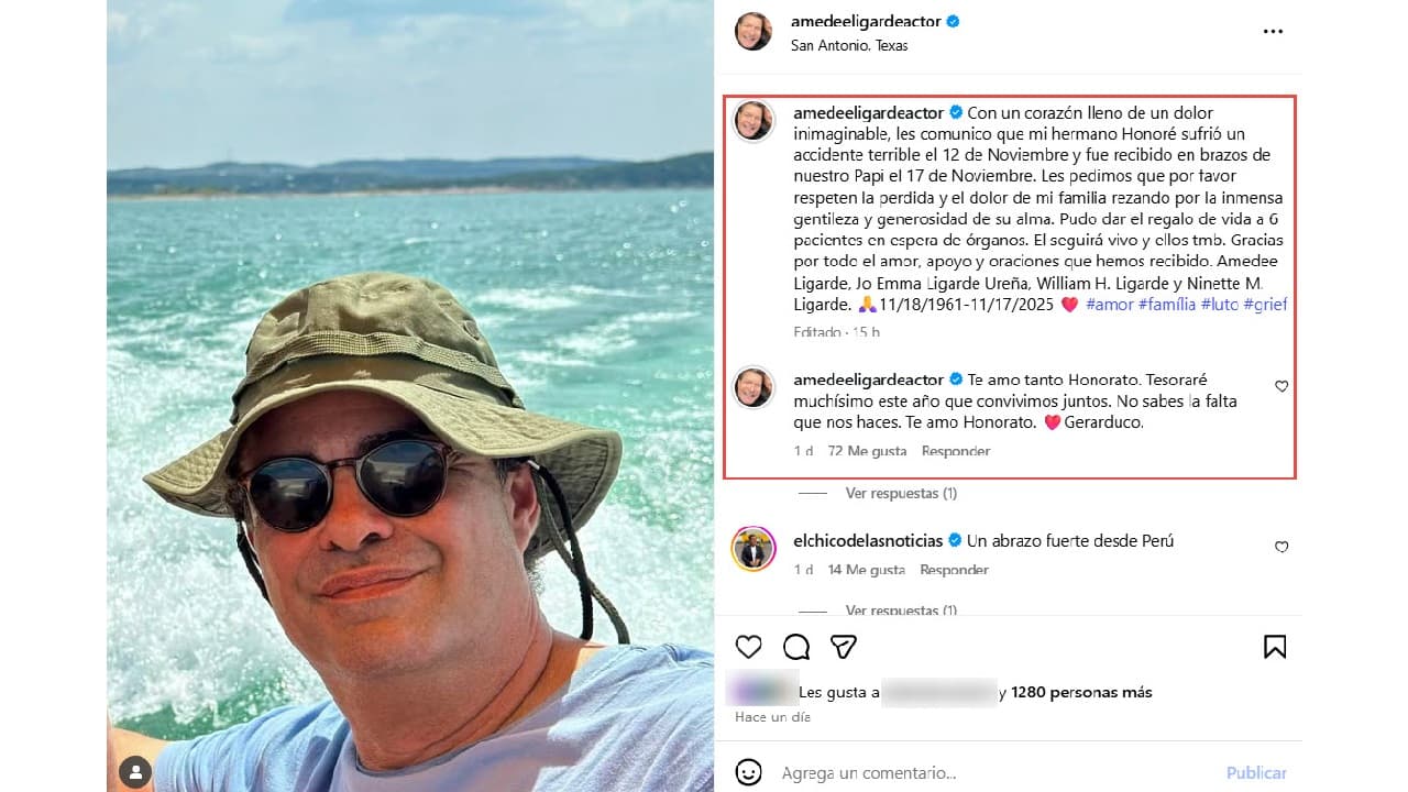 Sebastián Ligarde así informó la muerte de su hermano Honoré.