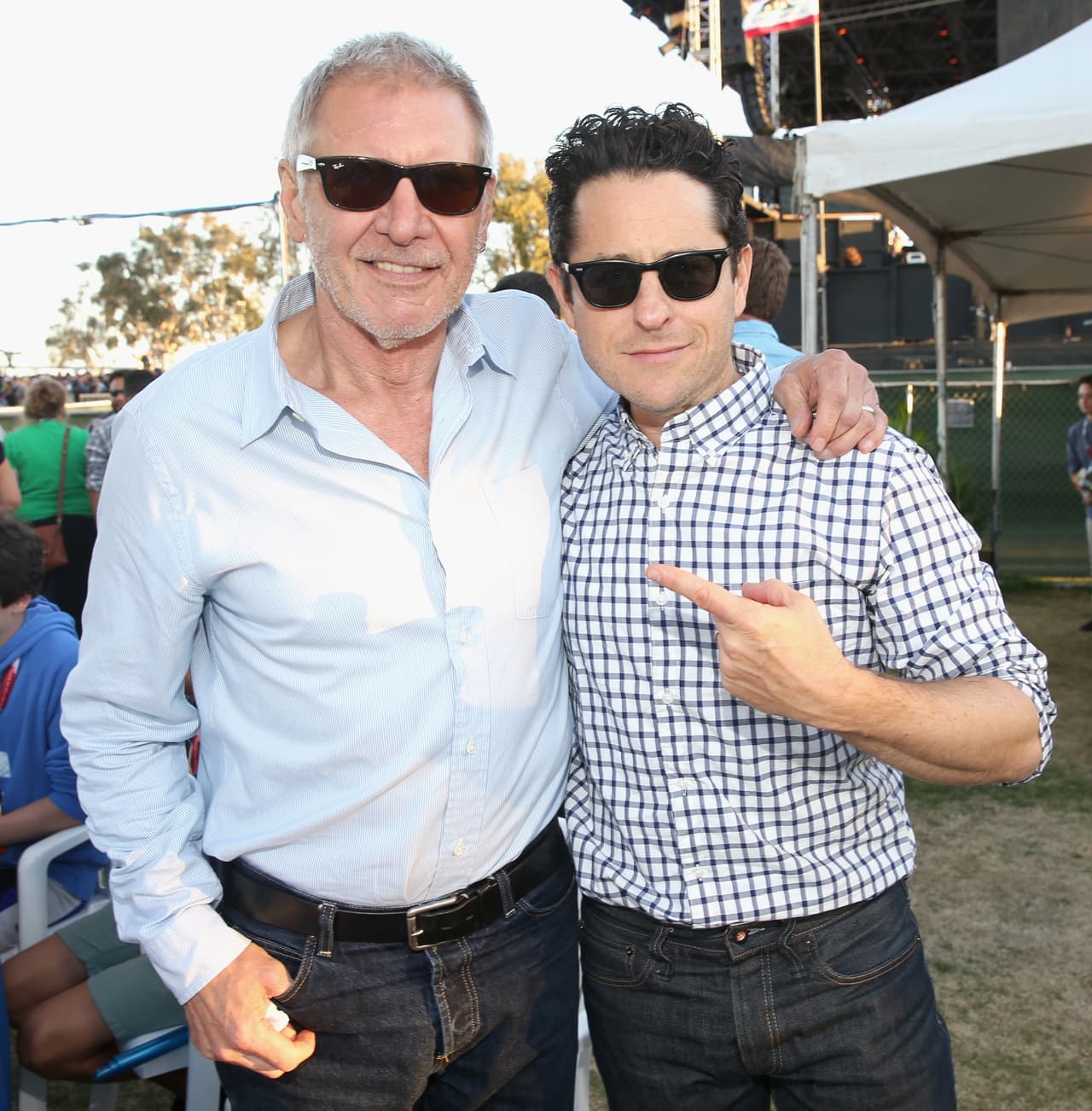 Harrison Ford con el director de la cinta J.J. Abrams.