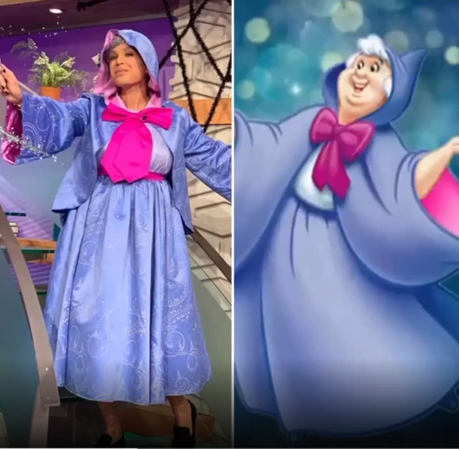 Karla tuvo que aumentar unas cuantas libras para convertirse en la divertida Hada Madrina que convierte a Cenicienta en una bella princesa.