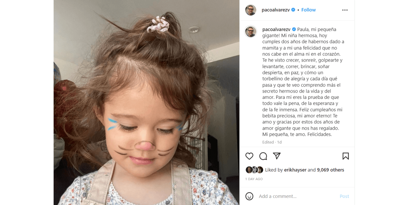 Paco Álvarez felicitó a la hija que tuvo con Dulce María por su cumpleaños