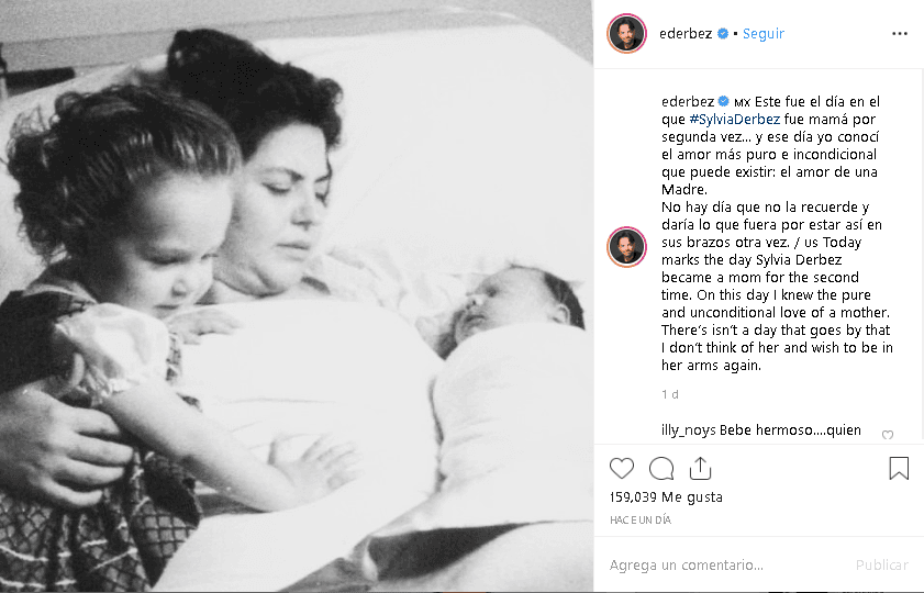 El comediante Eugenio Derbez también se sumó a este festejo y le dedicó unas palabras a su madre, la fallecida actriz Silvia Derbez: "Ese día yo conocí el amor más puro e incondicional que puede existir: el amor de una madre".