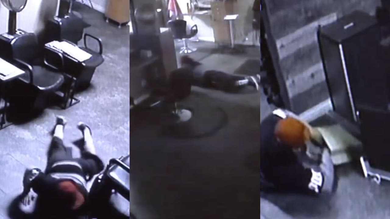 Ladrón “serpiente” se arrastra silenciosamente para robar miles de dólares en un salón de belleza 