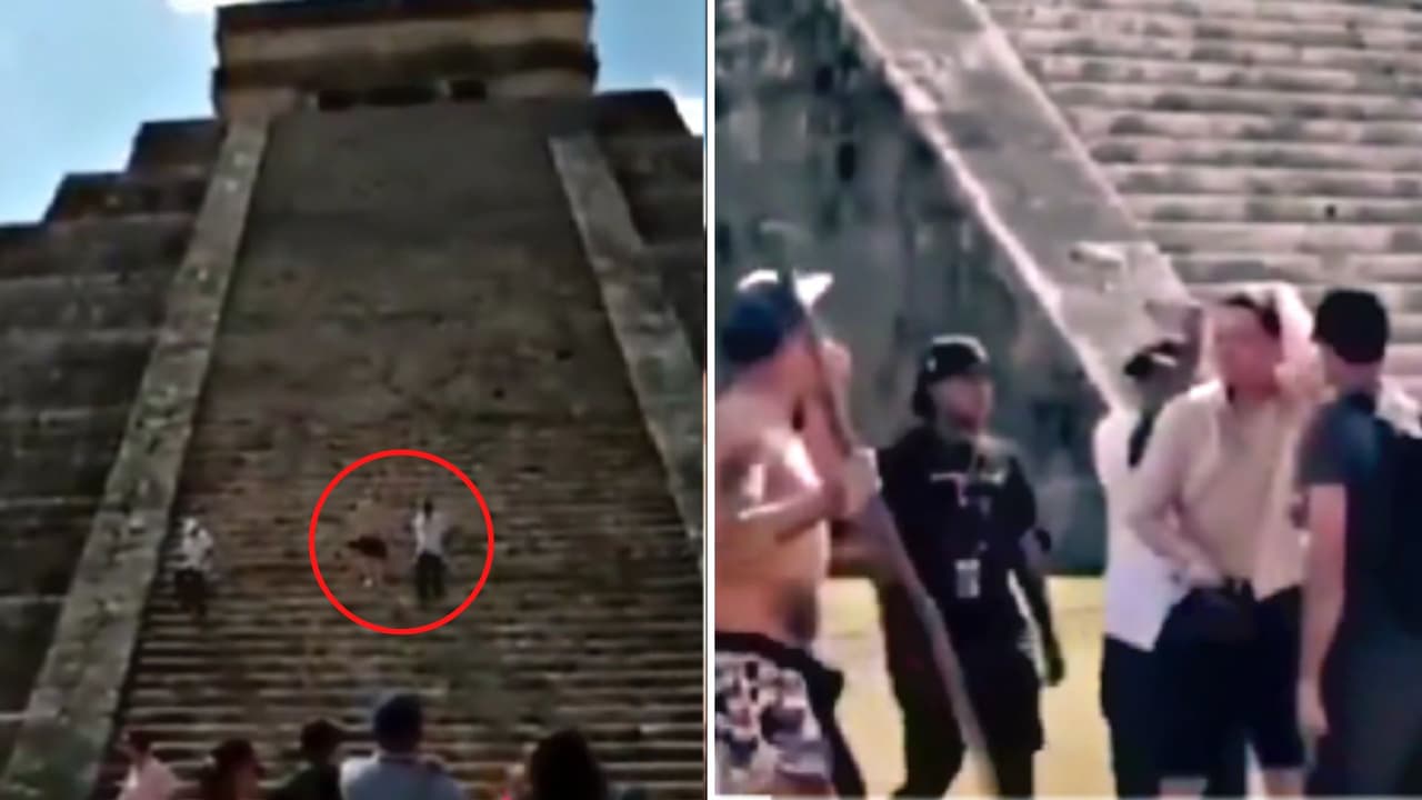 Turista europeo sube a la pirámide de Chichén Itzá y hace enfurecer a mexicanos... Otra vez
