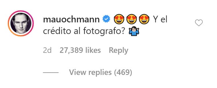 Tras la publicación, Mauricio Ochmann se hizo presente con la siguiente exigencia: 
<b>"¿Y el crédito al fotógrafo?". </b>
<br>