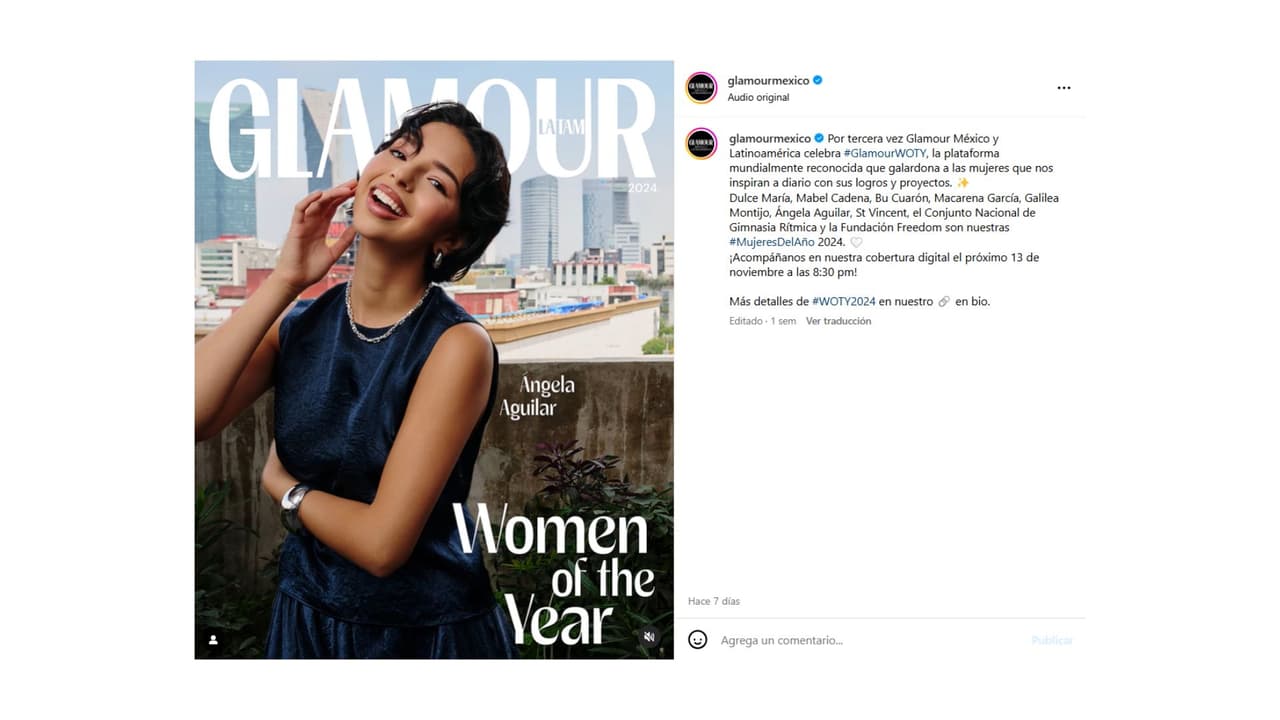 La revista Glamour no ha retirado la imagen de Ángela Aguilar de sus redes.
