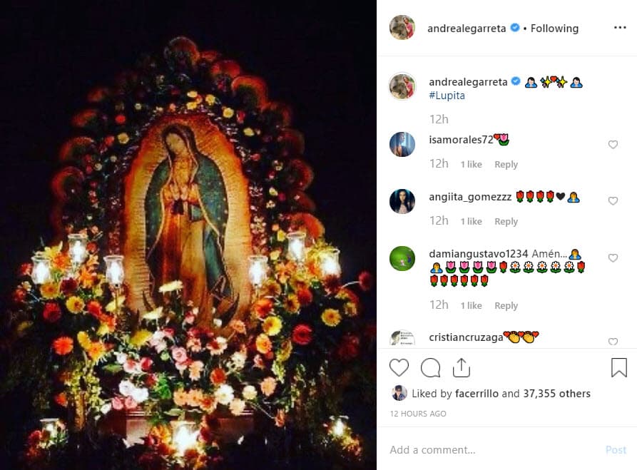 Al igual que su compañera del programa Hoy, 
<b><a href="https://www.univision.com/famosos/la-navidad-ya-llego-a-la-casa-de-muchos-famosos-y-con-estas-fotos-nos-muestran-su-espiritu-decembrino-fotos">Andrea Legarreta</a></b> es otra de las fieles seguidoras de la virgen, por eso también la celebró con una fotografía de un altar.