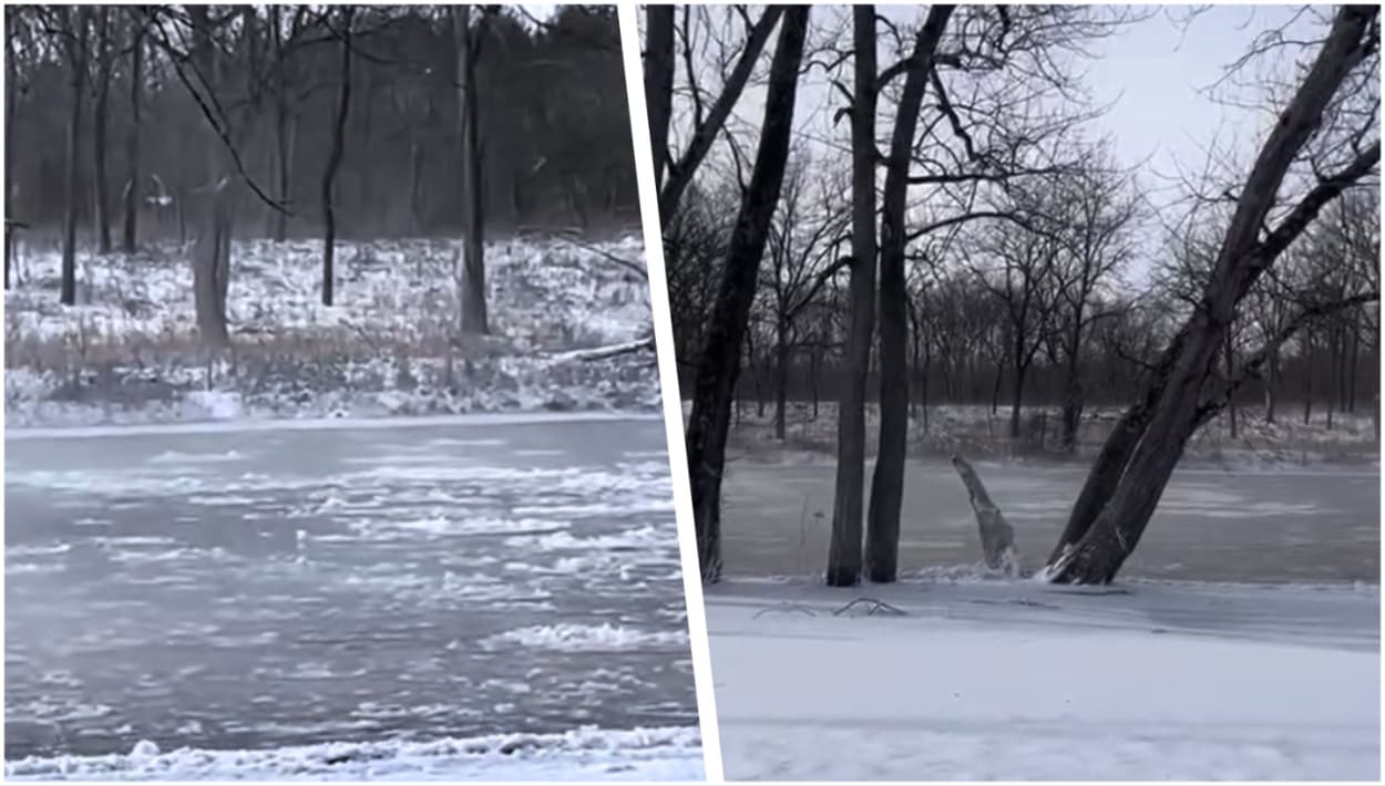 Río Kankakee acumuló trozos de hielo e hizo que el agua llegara hasta las carreteras en el condado de Will.
