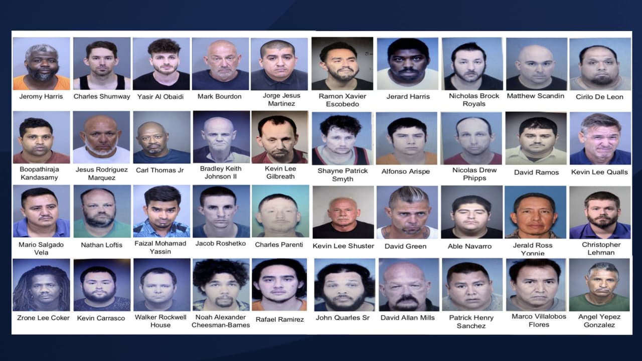 Arrestan en Arizona a 40 hombres sospechosos de ser depredadores sexuales de niños