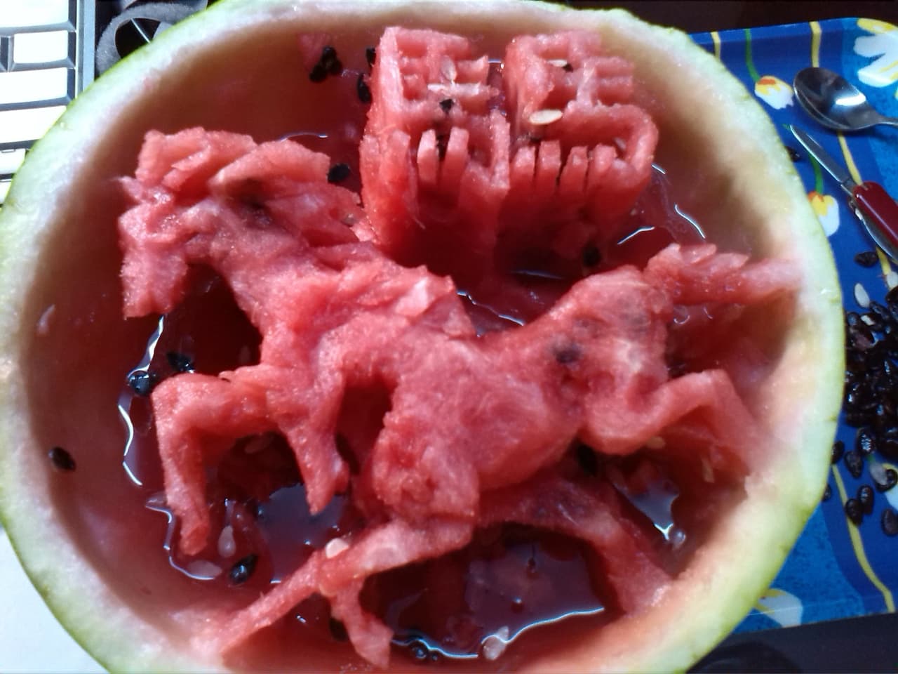 Para los fanáticos del mundo animal, ¿qué tal unos caballos galopando de fruta?