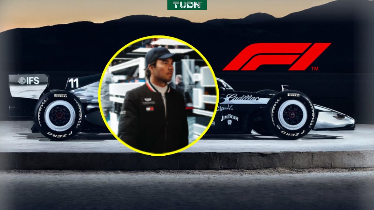 Cadillac presenta auto de Checo Pérez durante el Super Bowl LX