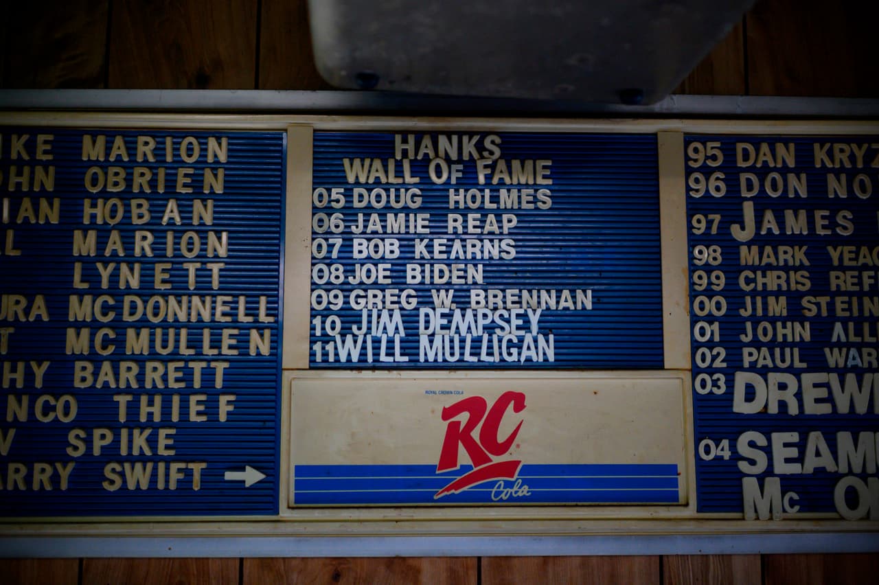 El "Wall of Fame" de Hank's Hoagies tiene entre sus miembros distinguidos a Joe Biden. El pequeño comercio, que antes era una tienda de dulces a la que Biden iba de niño, está en Scranton, Pensilvania.