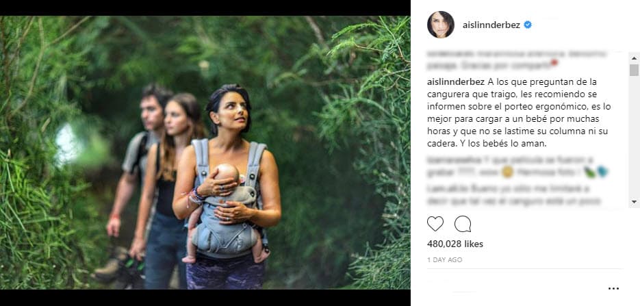 Todo se debe a esta cangurera que usa para cargar a Kailani, pues hay quienes aseguran, podría lastimar a la bebé por la posición, por eso la actriz se atrevió a contestarles para explicar que es ergonómica y muy segura para su hija.