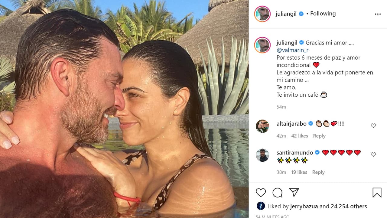 La pareja
<b><a href="https://www.univision.com/famosos/julian-gil-confirma-que-tiene-nueva-novia-con-una-romantica-fotografia-fotos" target="_blank"> inició su romance el 10 de febrero de 2020</a></b>, solo un mes antes de que el mundo se paralizara por la pandemia de covid-19.
<br>