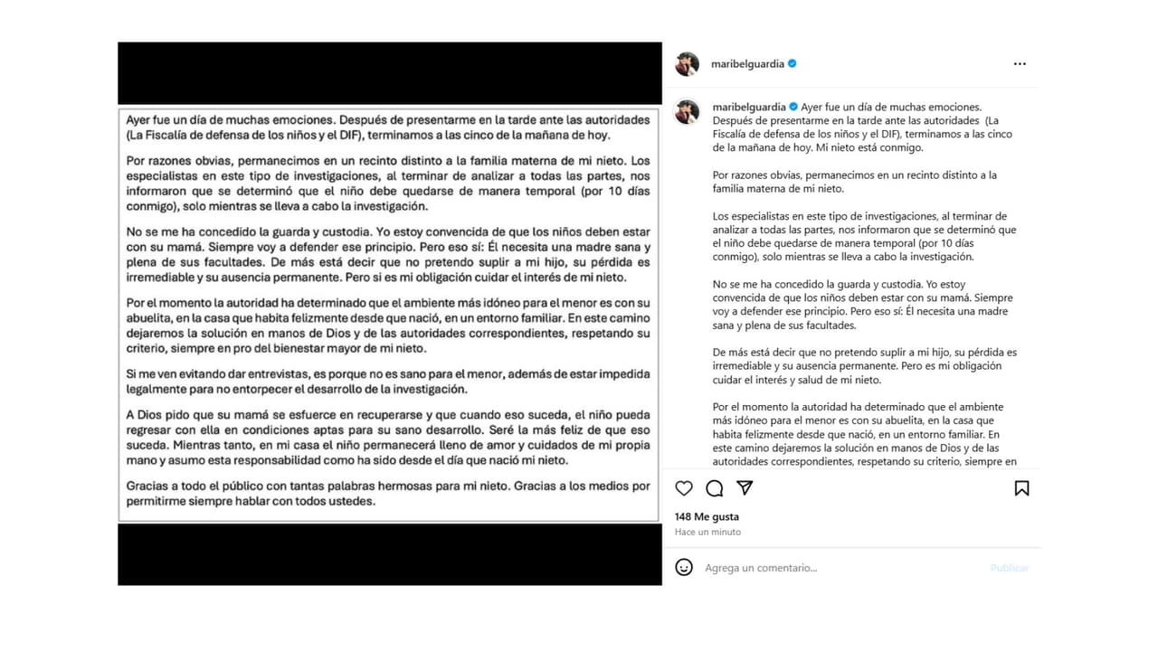 Maribel Guardia dio a conocer qué sucederá con su nieto a través de un comunicado.