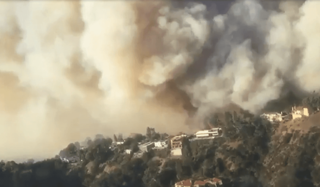 De acuerdo con el Departamento del Bomberos de la ciudad de Chino, las llamas fueron provocadas cuando un gran pájaro hizo contacto con una línea eléctrica, se incendió y cayó sobre la hierba seca.