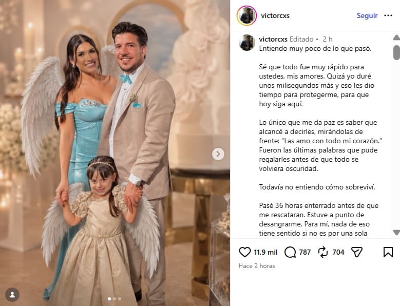 Víctor Sardhina, esposo de Bárbara Celeste y papá de Lucía, las despidió con un emotivo mensaje.