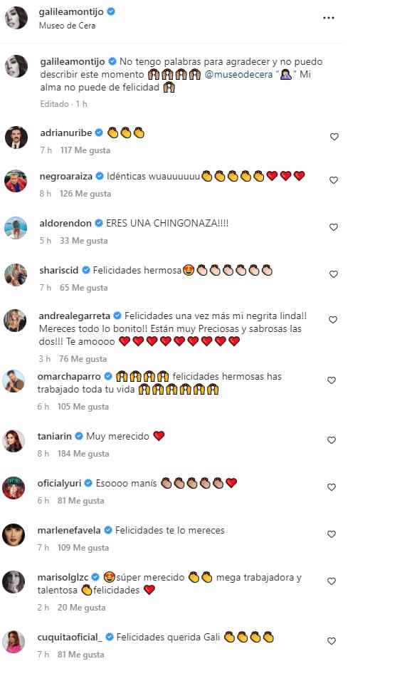 La foto que publicó en Instagram ha recibido miles de likes y cientos de comentarios. Andrea Legarreta, Raúl Araiza, Adrián Uribe y Yuri son algunos de los famosos que han aplaudido su presencia en el Museo de Cera.