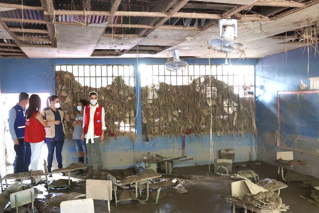 Queen Letizia of Spain is seen visiting Oswaldo López de Arellano Basic education center on December 15, 2020 in San Pedro Sula, Honduras. Spain is providing humanitarian aid to Honduras one month after the Central American country was severely hit by hurricanes Iota and Eta.