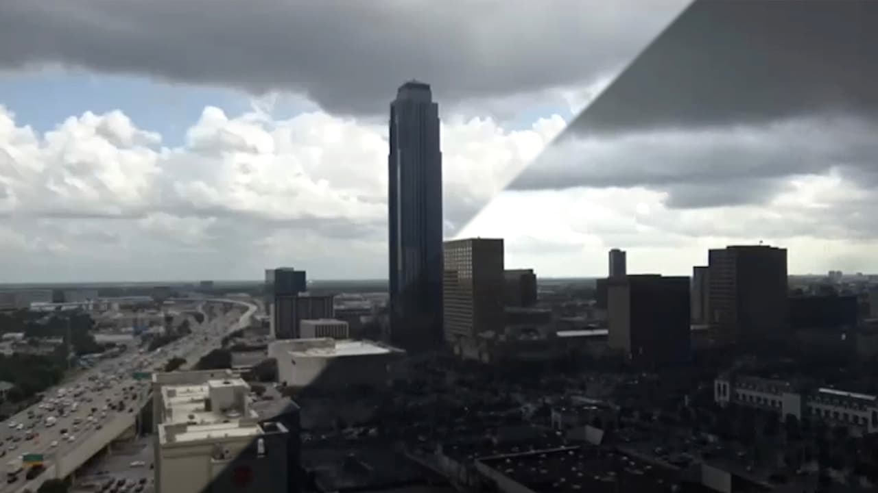 En este video se aprecia como las tormentas van cubriendo todo Houston hasta dejarla sin un rayo de sol.