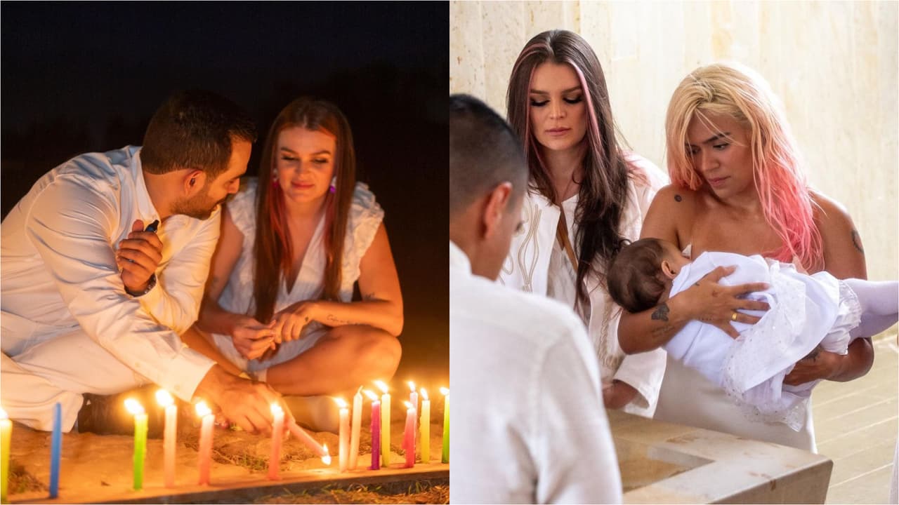 Karol G fue encargada de presentar a la bebé ante la pila bautismal.