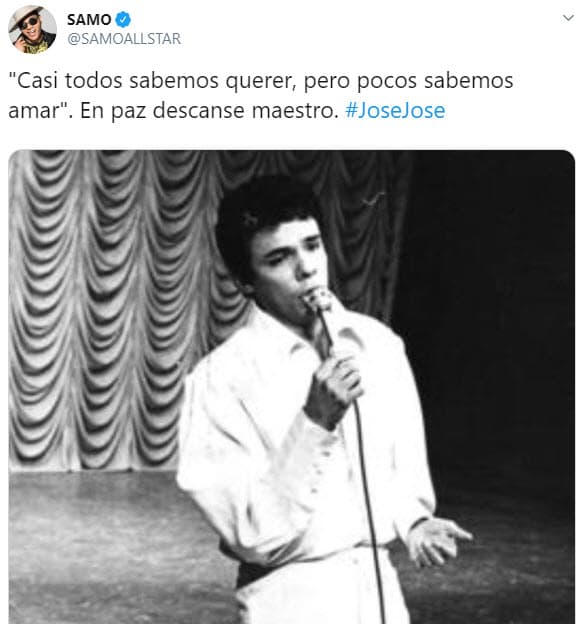 El cantante Samo, quien fuera parte del dueto Camila, externó su dolor con un fragmento de la canción 'El amar y el querer'.