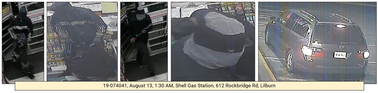 El siguiente robo se llevó a cabo el 13 de agosto, a la 1:30 am, en la gasolinera Shell ubicada en el 612 de Rockbridge Road, en Lilburn.
