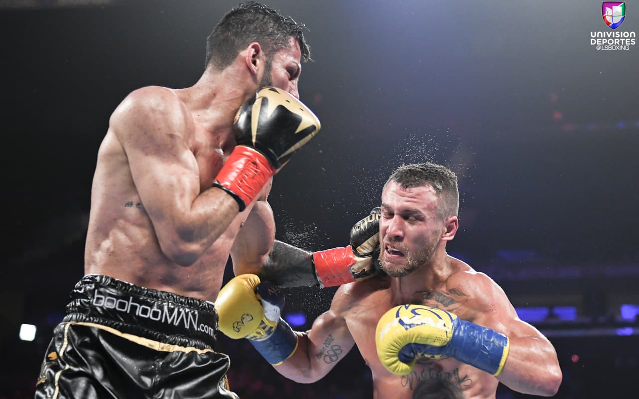 Jorge Linares y Vasyl Lomachenko brindaron la pelea del primer semestre del 2018 en el Madison Square Garden. El venezolano mandó al ucraniano a la lona en el sexto round, pero éste se levantó para terminar la contienda en el décimo asalto con un fulminante gancho al hígado. De esta forma, Lomachenko se convirtió en el campeón mundial ligero de la AMB y obtuvo se tercer título en tres categorías de peso diferentes (pluma, superpluma y ligero).