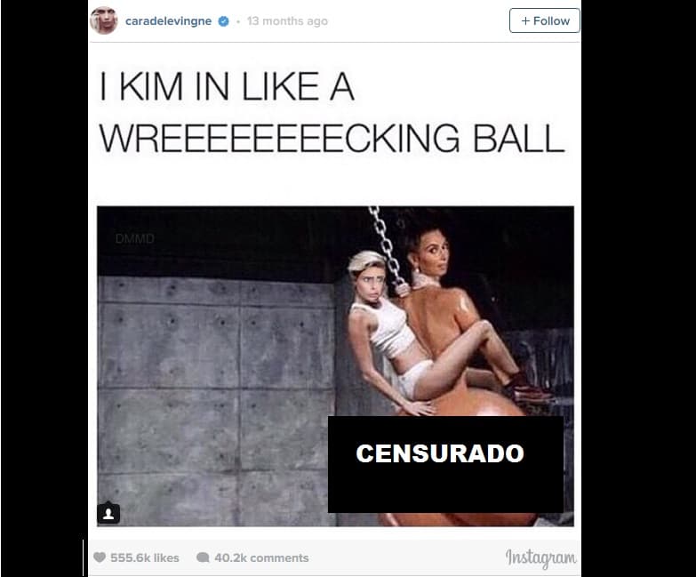 La modelo Cara Delevigne también se burló de esta sesión poniendo a Miley de protagonista.