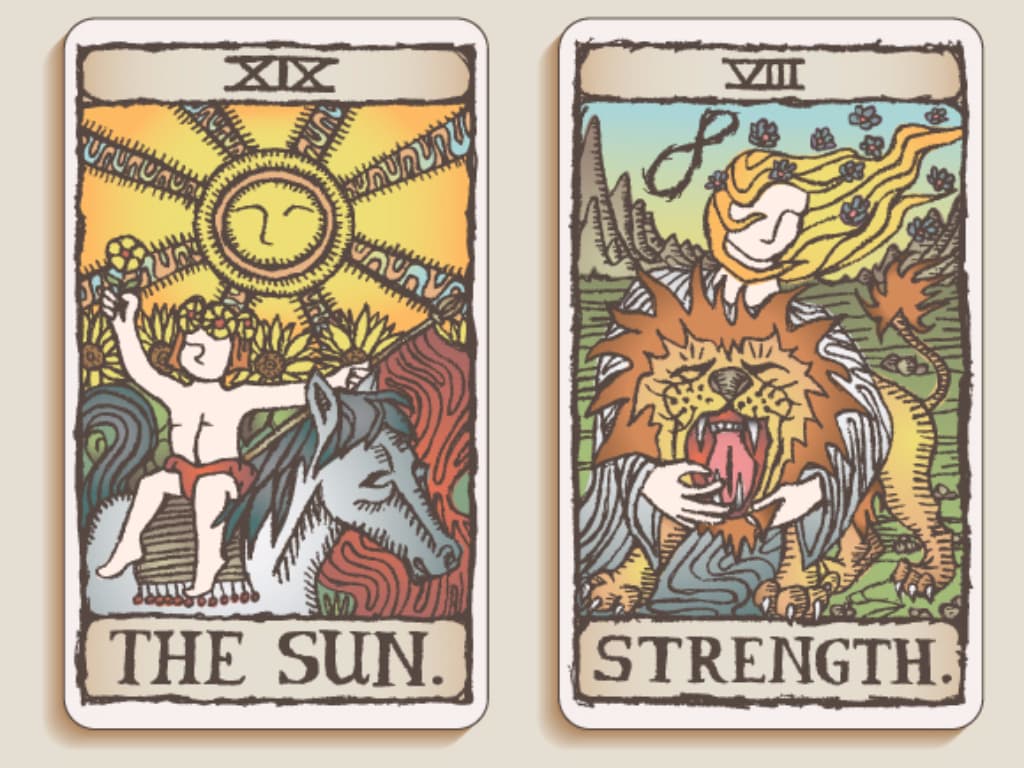 Las cartas que representan a personas se denominan cartas de la corte y están integradas por los reyes, las reinas, las sotas y los caballeros. Estos naipes pueden mostrar situaciones o personas reales que pueden ser importantes en la vida del consultante en el momento de la lectura.