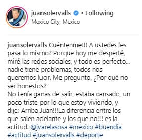 El actor compartió estar pasándola mal por la situación que vive actualmente.