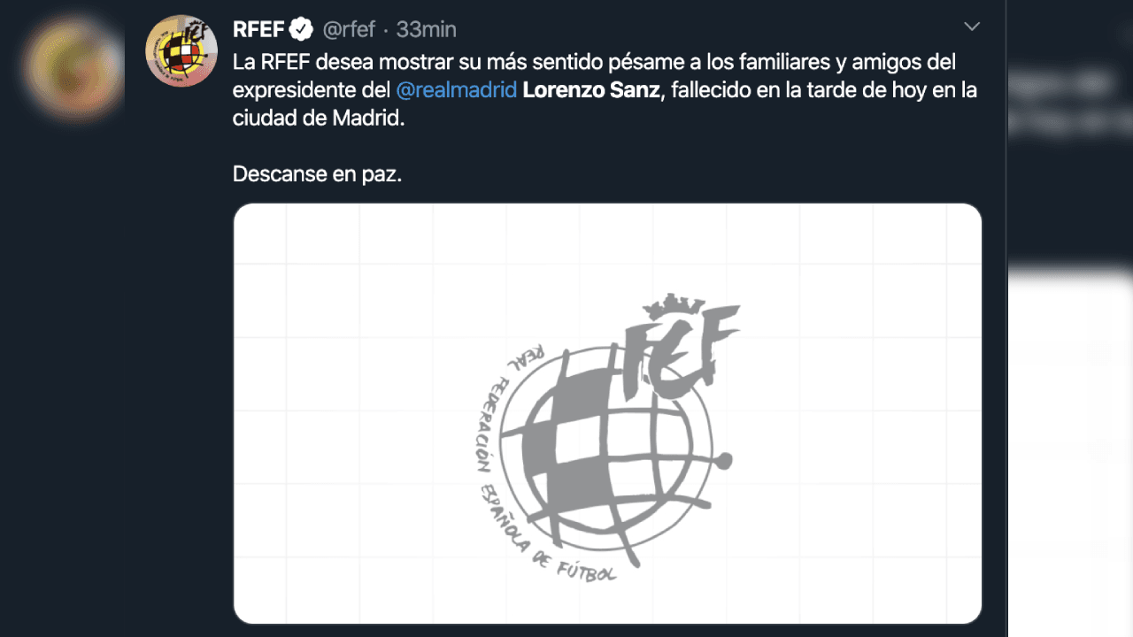 El madridismo reacciona y otorga sus condolencias a Lorenzo Sanz, quien falleció con 76 años a causa del coronavirus.