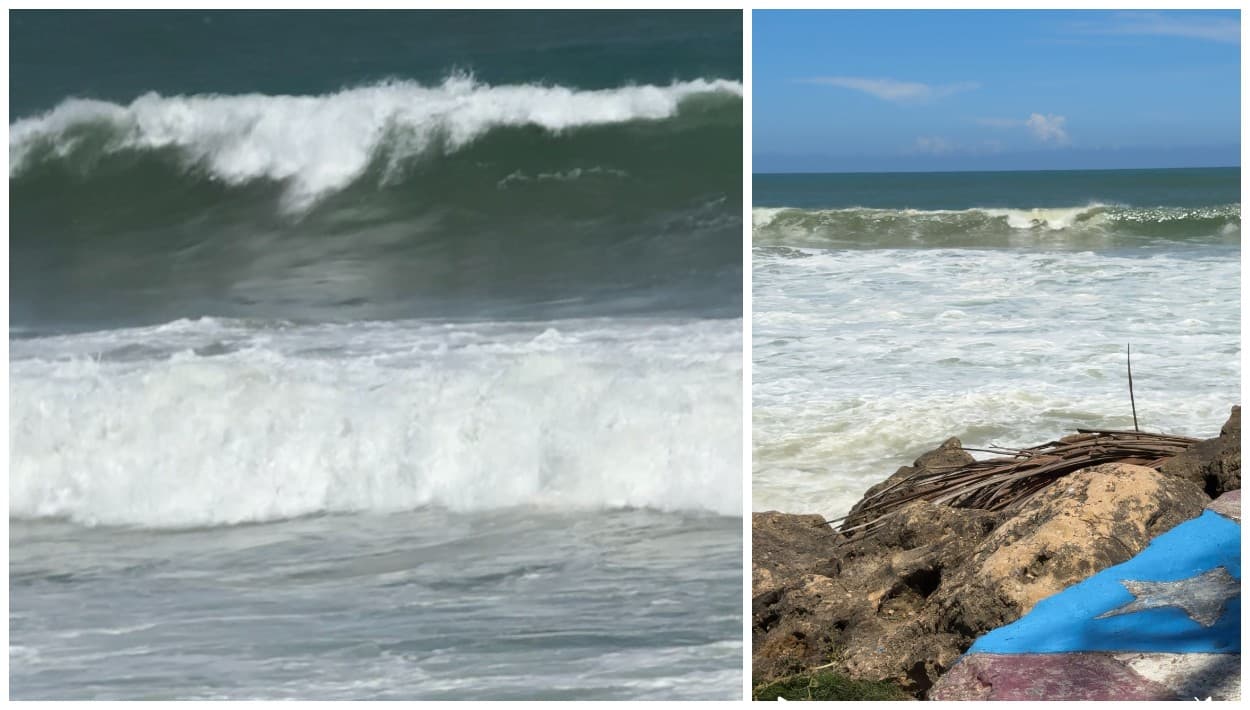 Oleaje provocado por los huracanes Humberto e Imelda azota la costa norte de Puerto Rico 