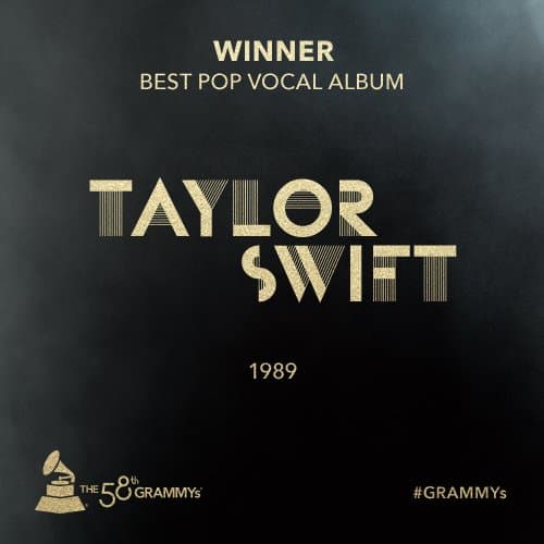 Además, otro de los anuncios que ya recibió Taylor, fue el GRAMMY como 'Mejor Álbum Pop', por su disco '1989'.