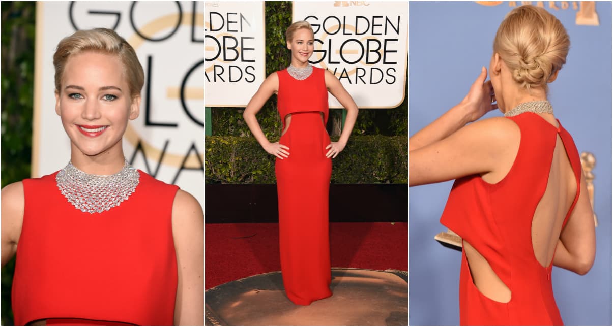 Dior siempre dio lecciones de color. Lo mismo parece estar haciendo Jennifer Lawrence que con este vestido de la marca francesa hizo toda una declaración en la pasarela. ¿Muy sencillo? En realidad es la capacidad de Lawrence de hacer algo diferente a todas las demás: la piel se muestra no en el escote, sino en la cintura. Ella misma parecía una estatuilla.