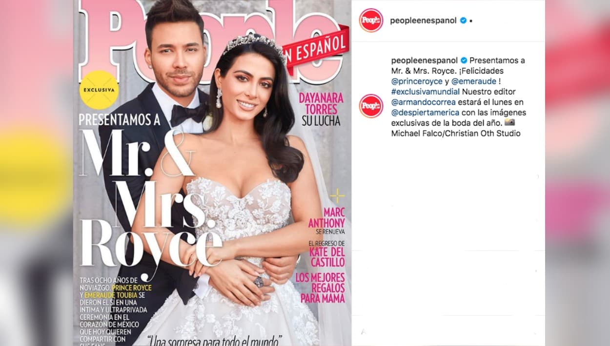 Este viernes, 29 de marzo, la revista People en Español hizo llegar a sus suscriptores la edición de abril, que en portada lleva la exclusiva de 
<b><a href="https://www.univision.com/shows/despierta-america/prince-royce-cuenta-lo-importante-que-es-emeraude-toubia-en-su-vida-y-responde-sinceramente-si-habra-boda-video">la boda de Prince Royce y Emeraude Toubia</a></b>, celebrada en días recientes, en México.