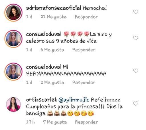 Adriana Fonseca, Consuelo Duval, así como la actriz venezolana Scarlet Ortiz enviaron un mensaje de felicitación para Violeta.