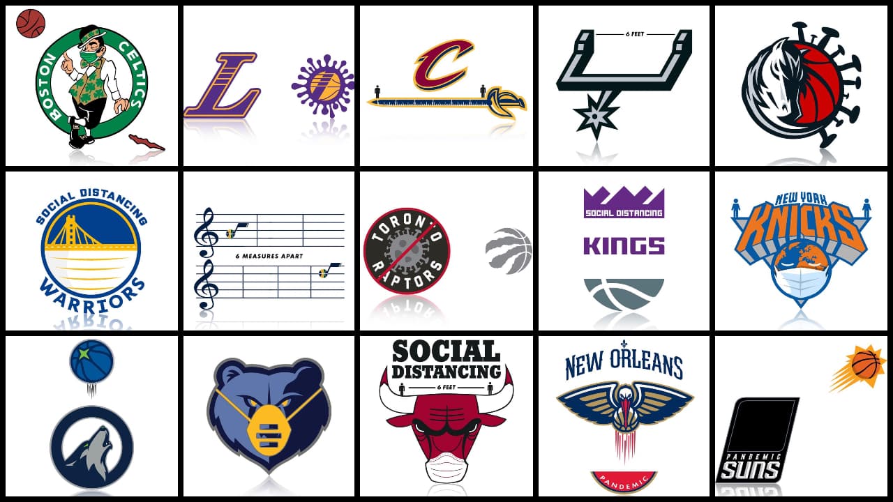 Si el COVID-19 transformara los logos de los 30 equipos de la NBA se verían interesantes con este estilo.