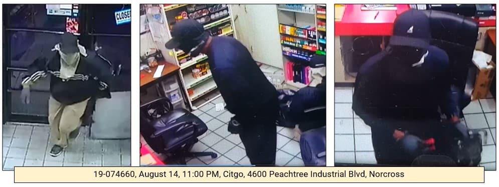 Al día siguiente, el 14 de agosto, el robo se registró en la gasolinera Citgo en el 4600 de Peachtree Industrial Boulevard, en Norcross.