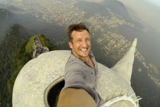 Una selfie desde la cabeza del Cristo Redentor
