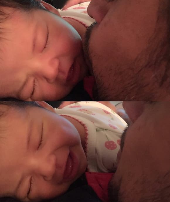 Giulietta disfruta mucho los besitos que le da su papá ¡cuánto amor!
